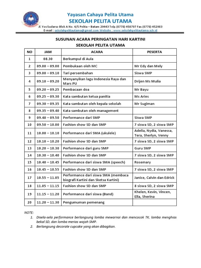Susunan Acara Peringatan Hari Kartini | PDF