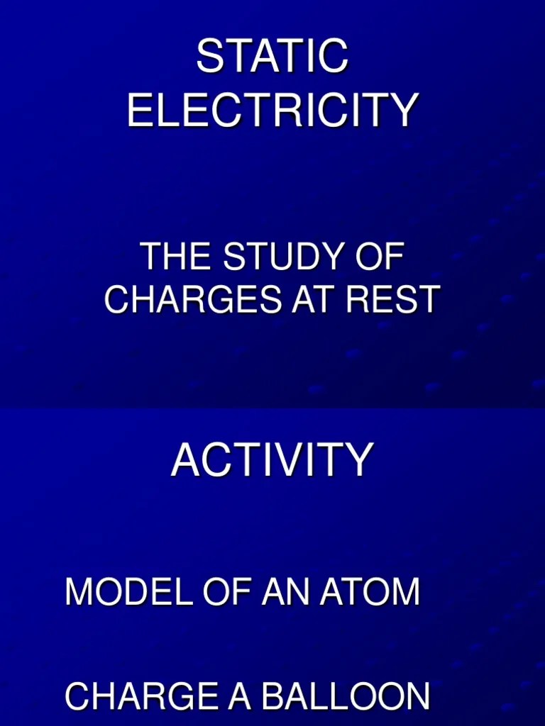 Static Electricity The Study of Charges at Rest PDF Series And