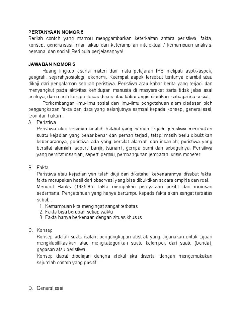 Contoh Fakta Konsep Dan Generalisasi Dalam Ips – Goreng
