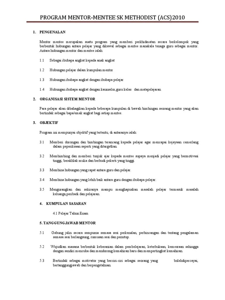 Program Mentor Mentee Sekolah CONTOH