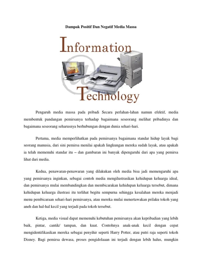 Dampak Positif Dan Negatif Media Massa | PDF