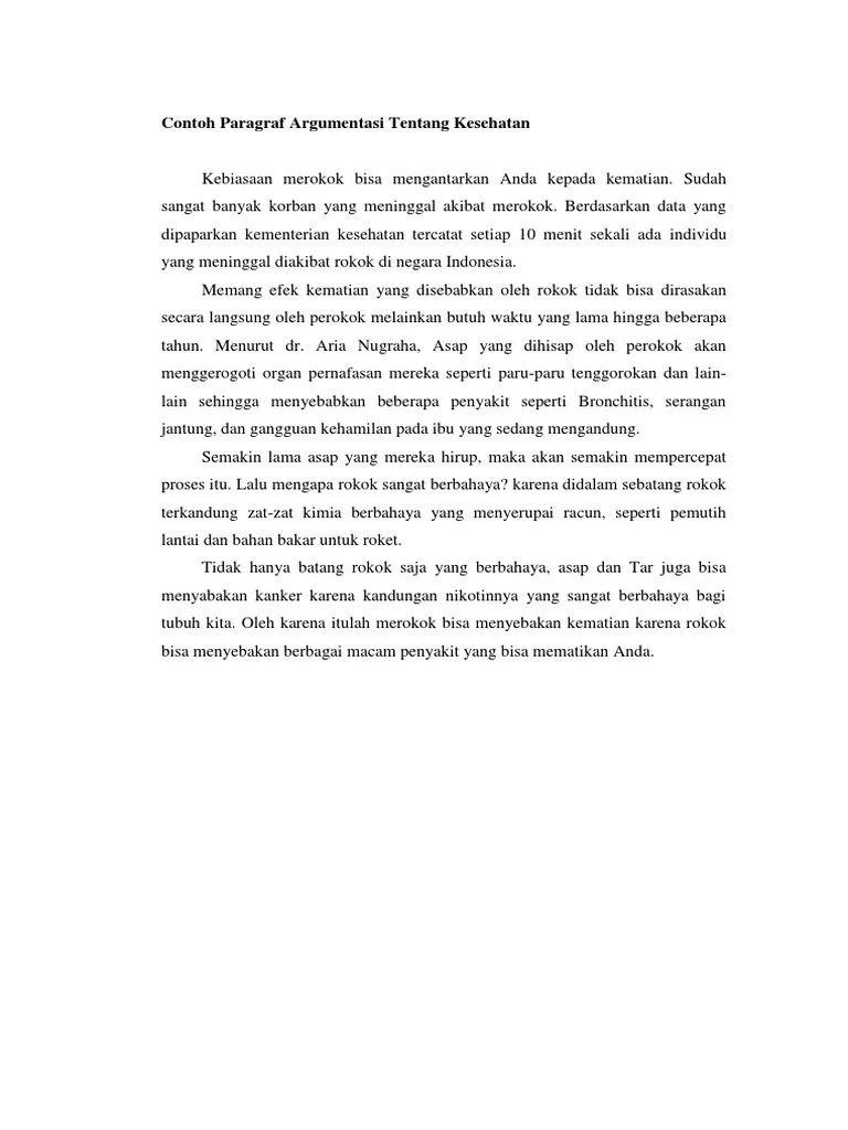 Contoh Karangan Argumentasi Tentang Kesehatan – Rasanya
