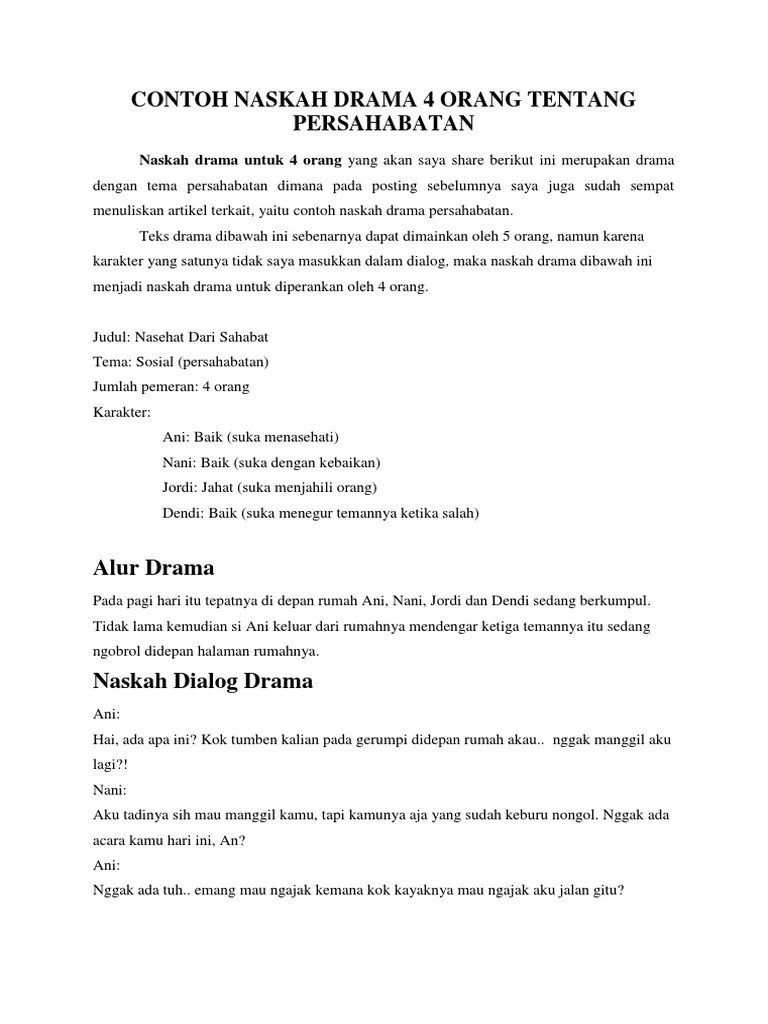 Contoh Naskah Drama 4 Orang Tentang Persahabatan | PDF
