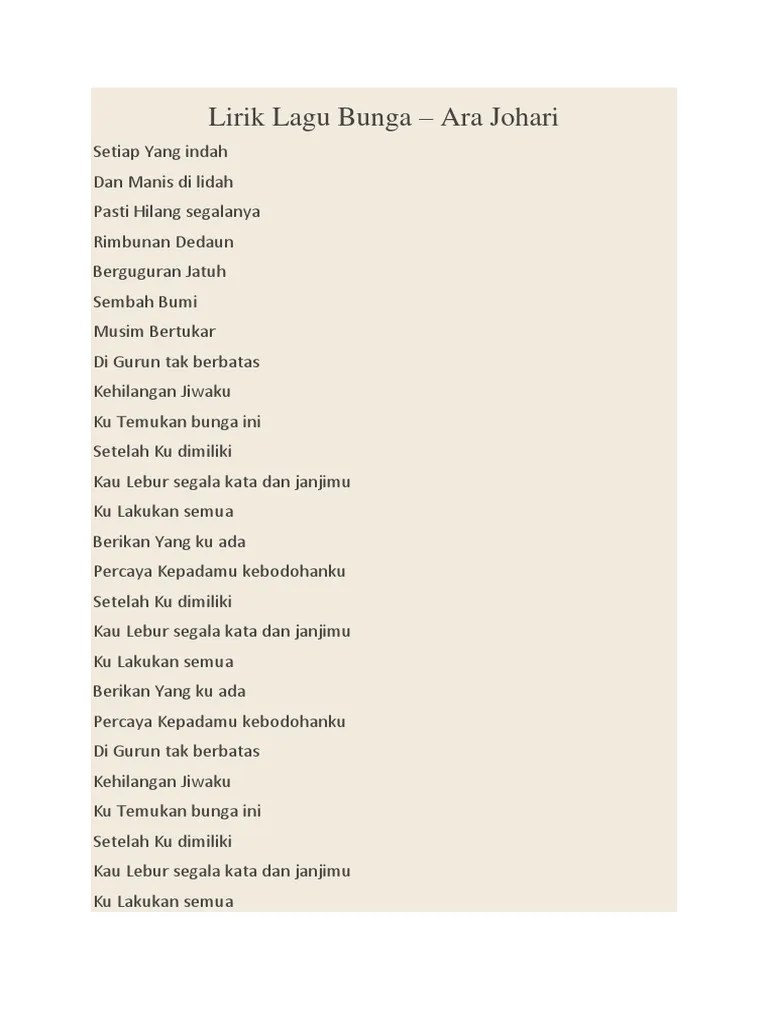Lirik Lagu Bunga