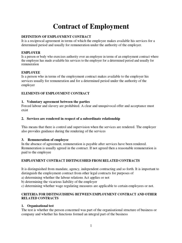 Contract of Employment & Types of Organisations Partnership