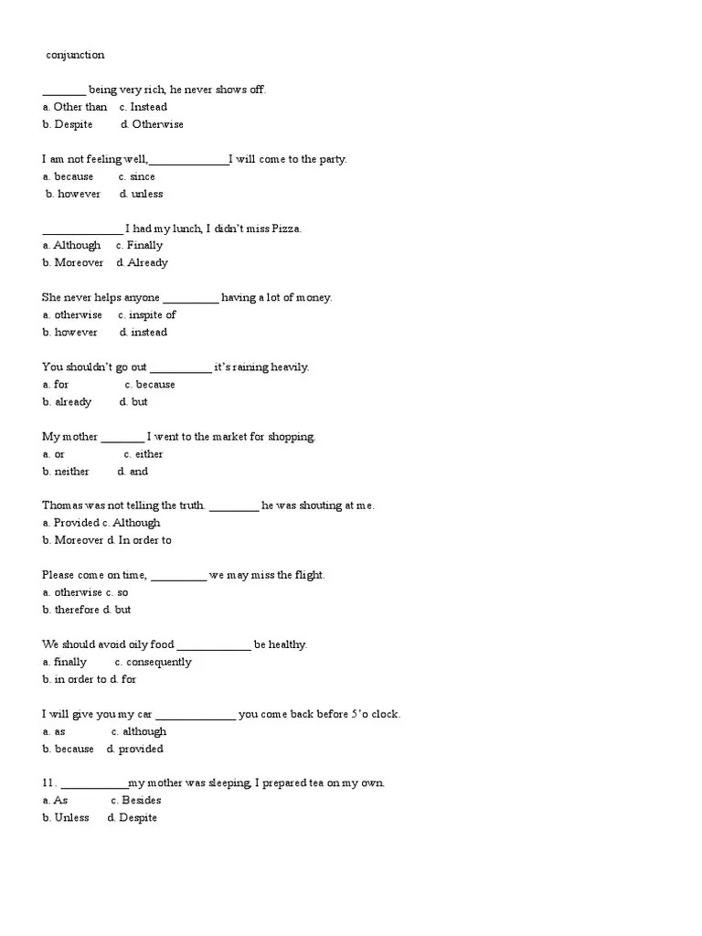 Conjunction | PDF | Syntax | Style (Fiction)