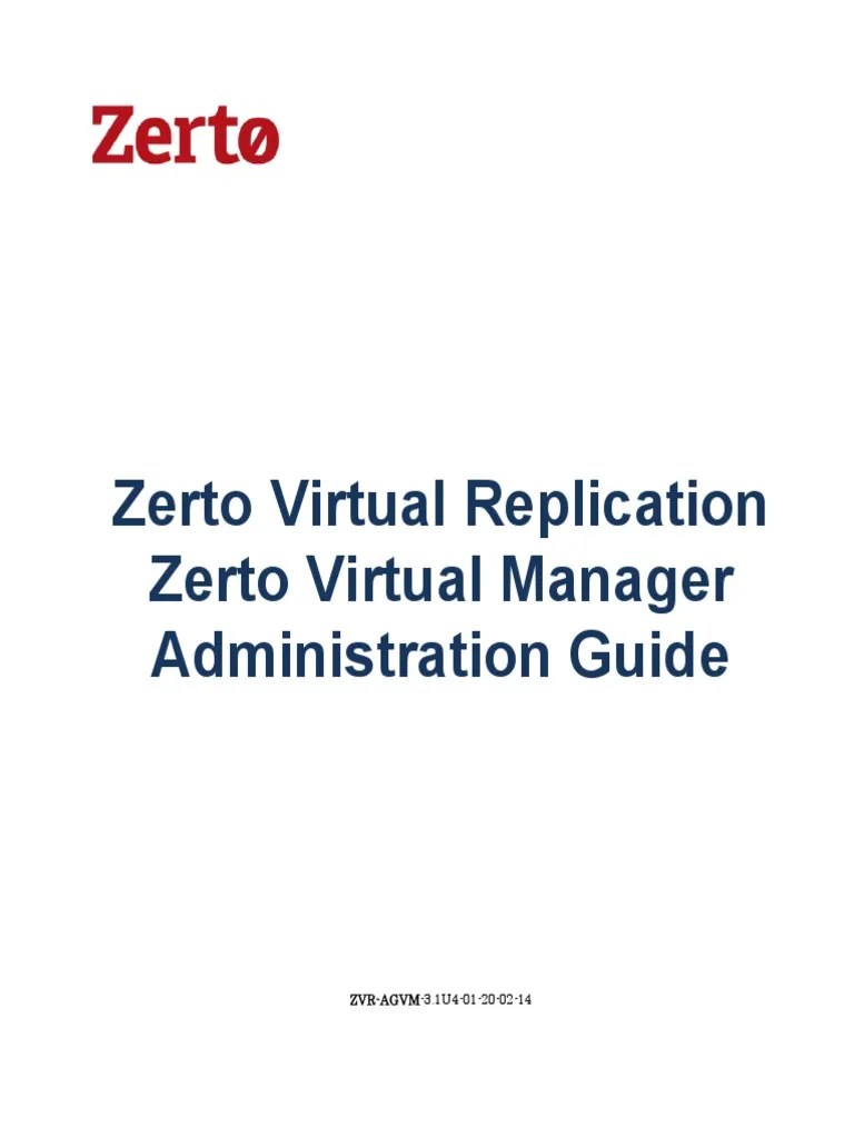 Zerto Virtual Manager Administration Guide PDF PDF Virtualization