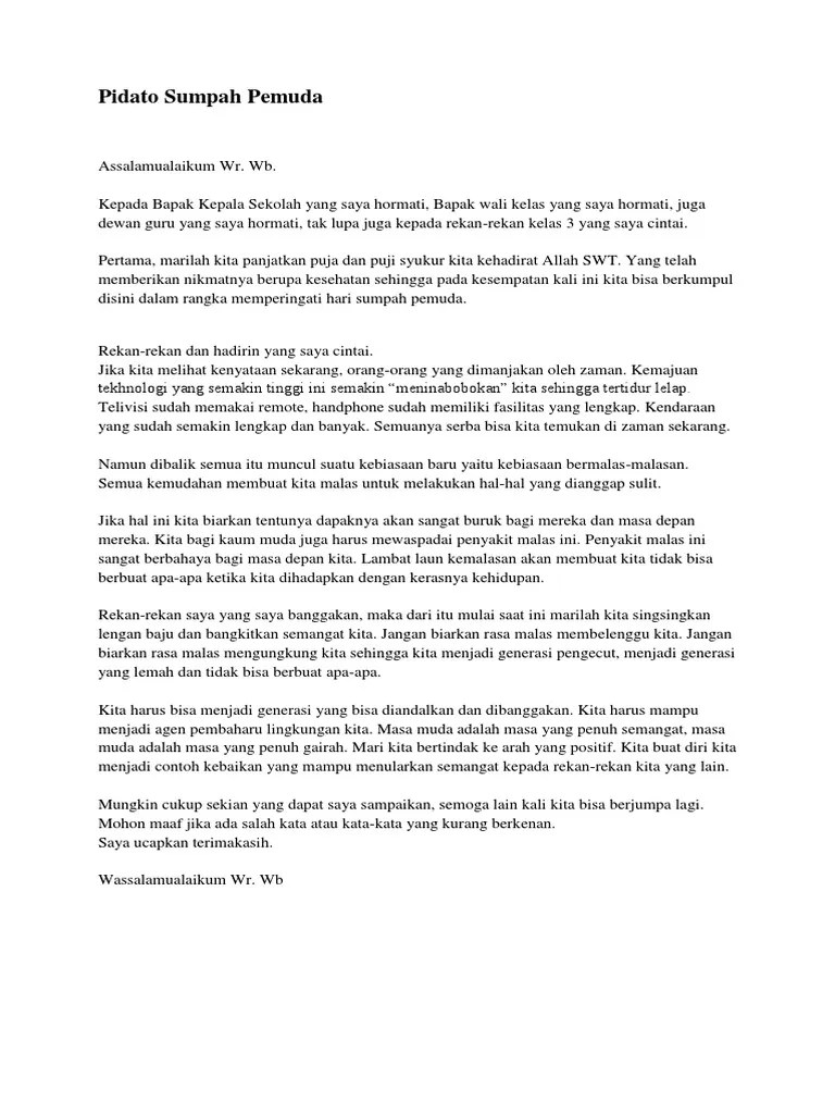 Contoh Naskah Pidato Sumpah Pemuda - Kumpulan Contoh Terbaru