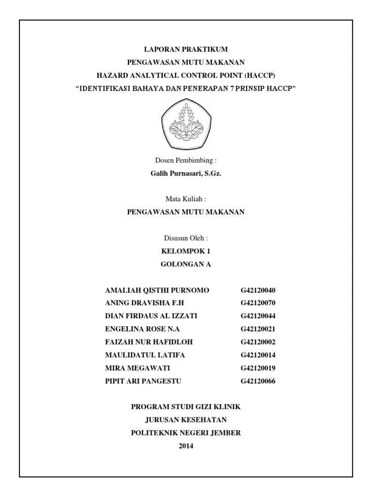 Laporan Praktikum 2 Identifikasi Bahaya Dan Penerapan 7 Prinsip HACCP