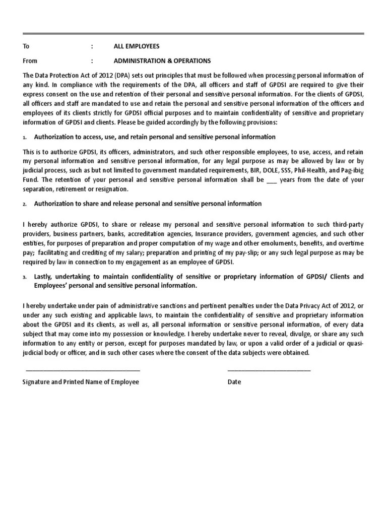 Data Privacy Act Sample Contract Personally Identifiable
