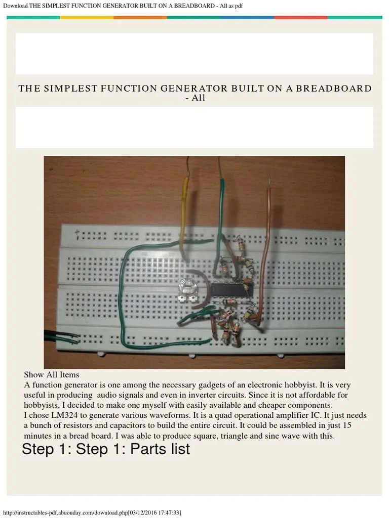 The Simplest Function Generator Built on a Breadboard All as PDF