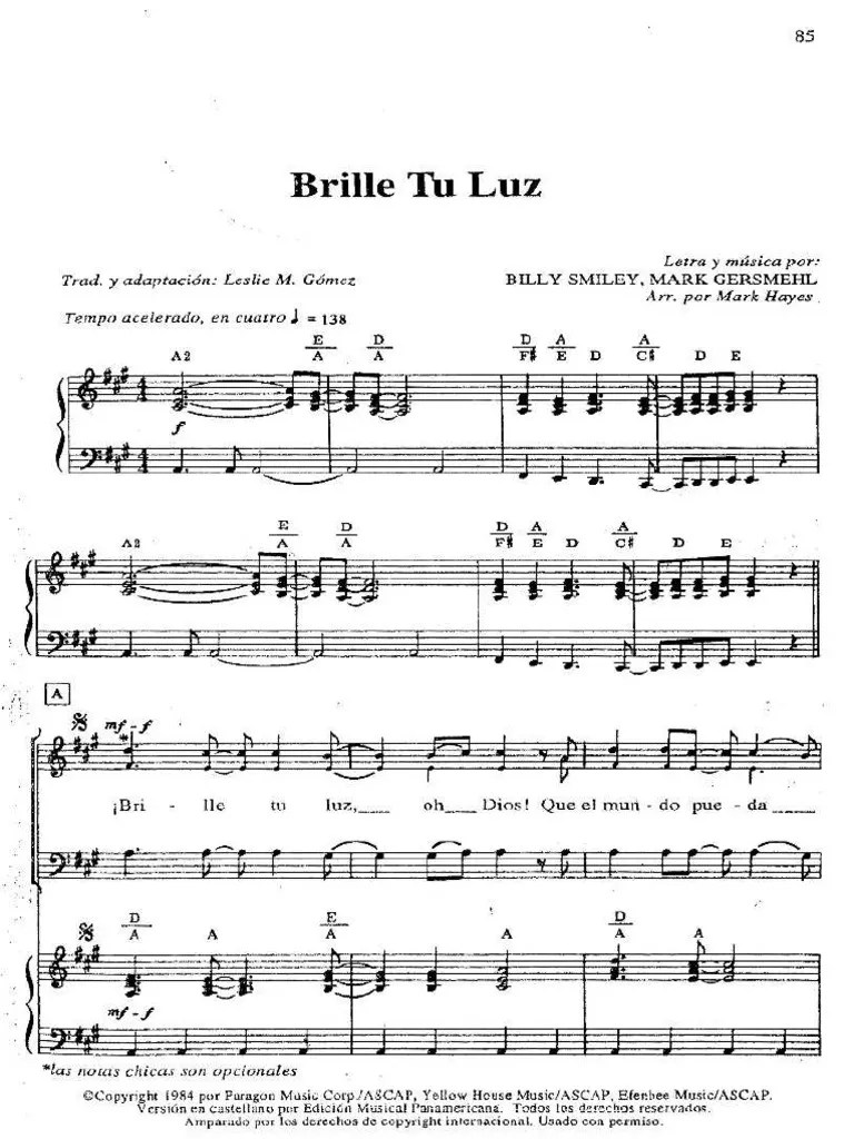Brille Tu Luz Partituras PDF