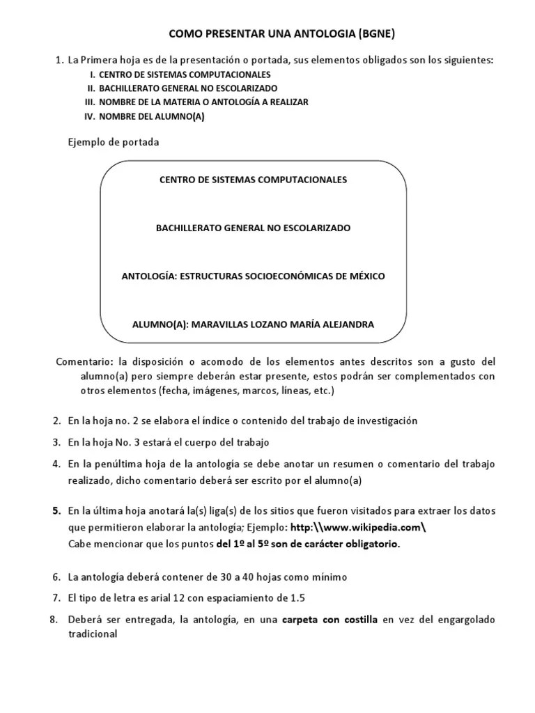 Como Presentar Una Antologia