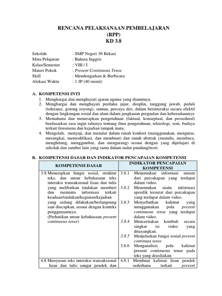 RPP _VIII_Present Continuous Tense