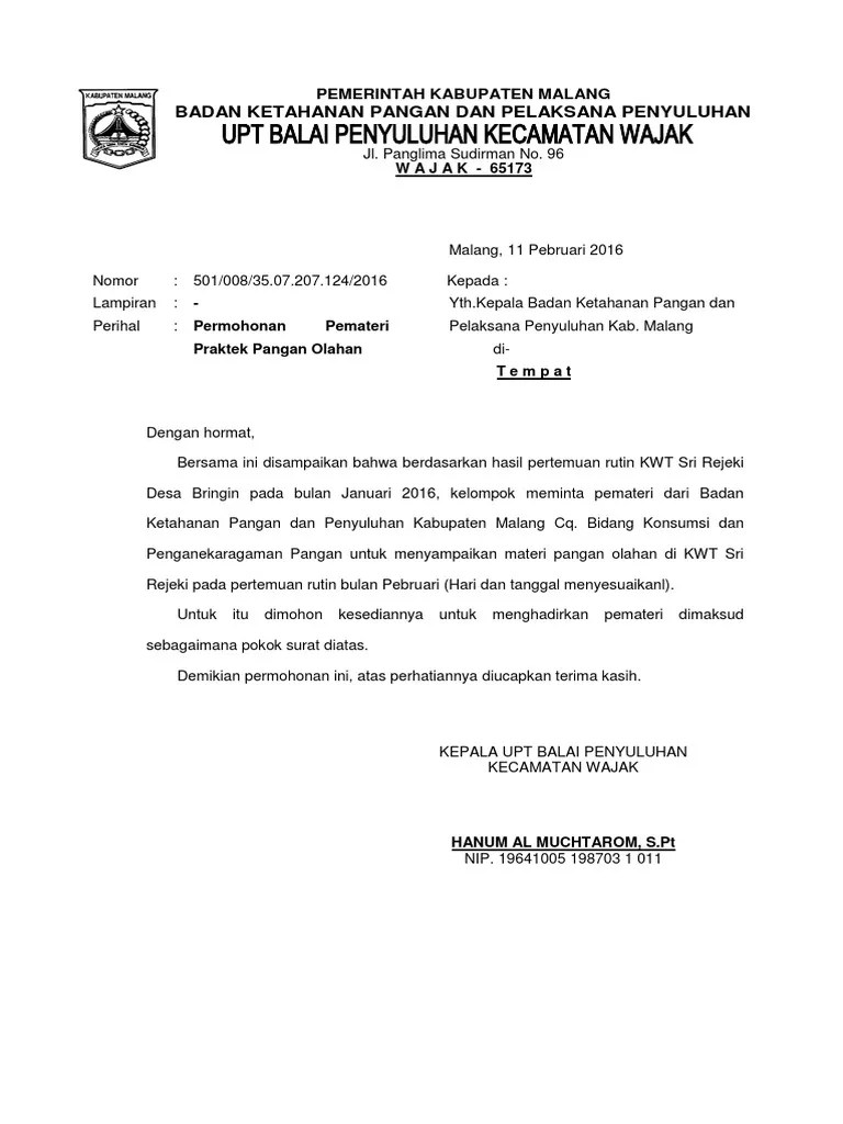 Surat Permohonan Pemateri | PDF