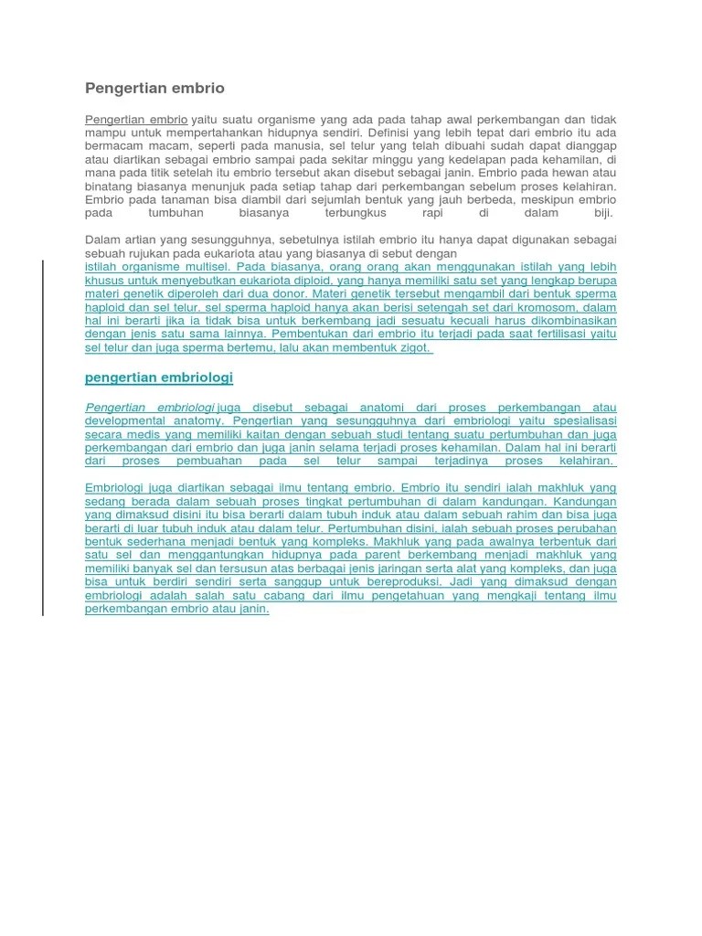 Pengertian Embrio | PDF