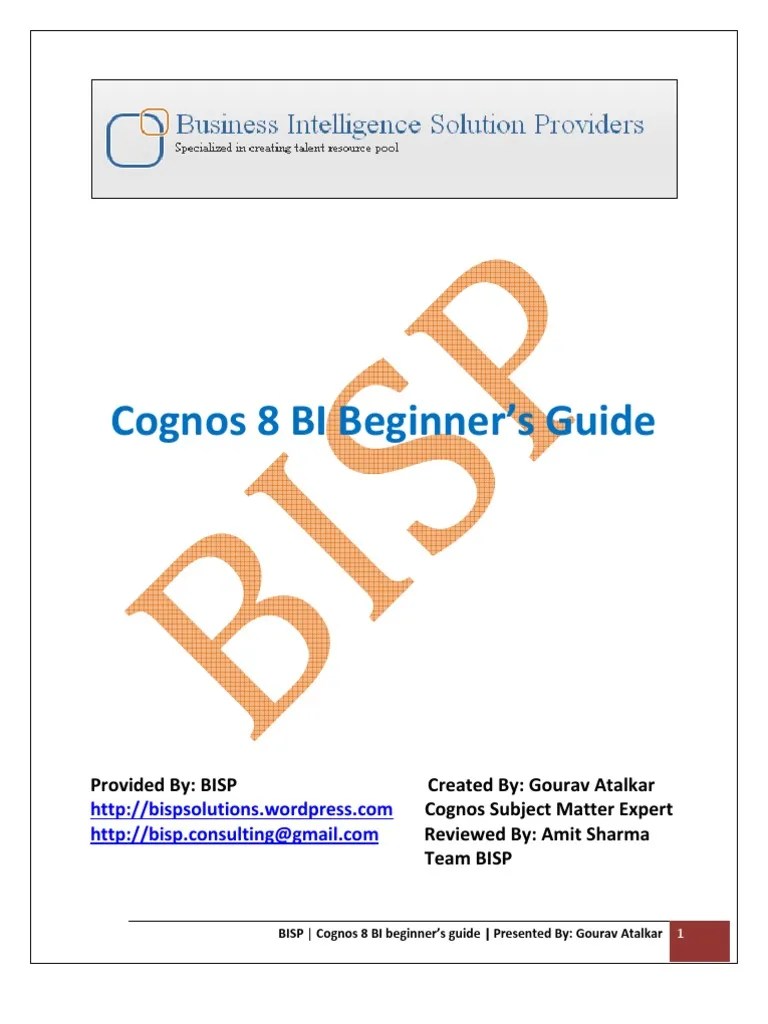 Cognos 8 BI Beginner’s Guide Computer Engineering Computing Free