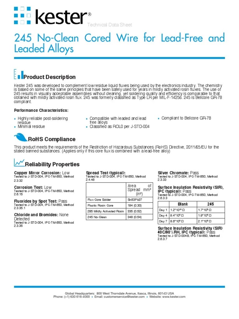 245 FluxCored Wire Data Sheet.pdf Soldering Solder