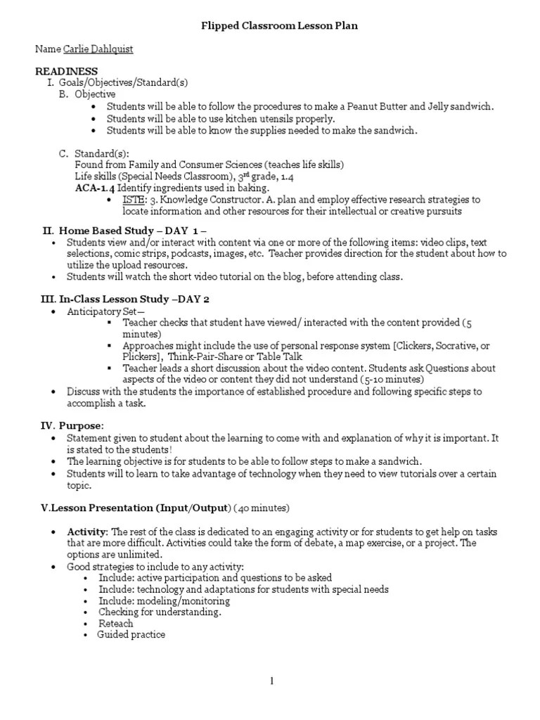 Edu 200 Flipped Classroom Lesson Plan Template PDF Lesson Plan Teaching