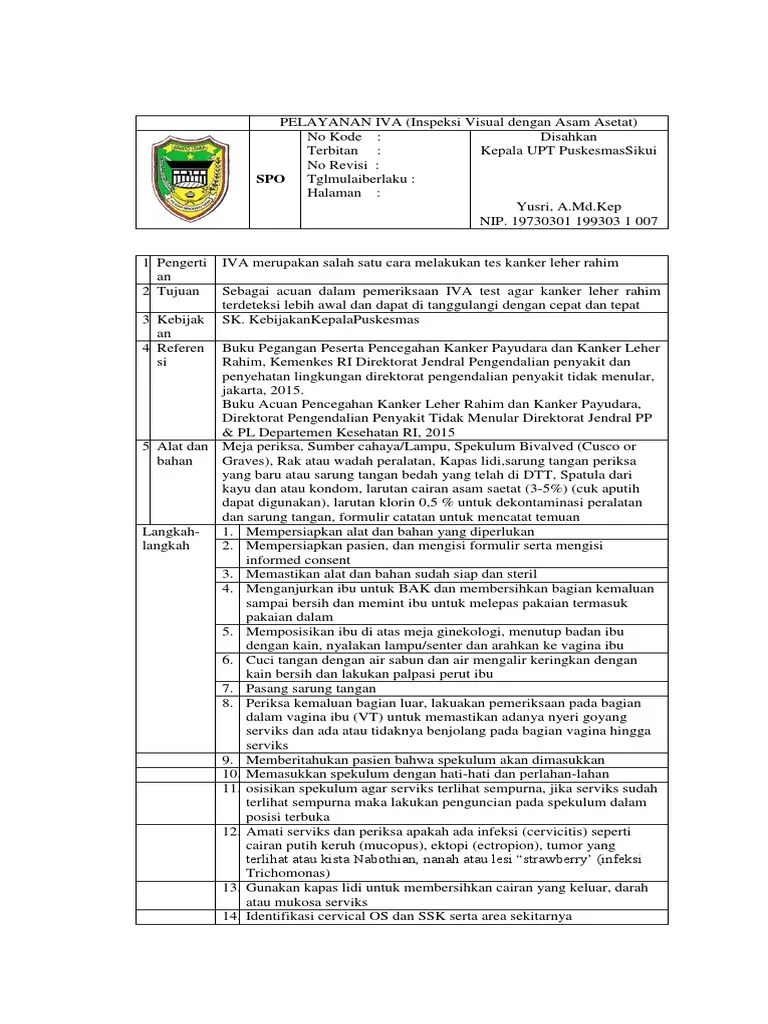 SOP IVA (Inspeksi Visual Asam Asetat)