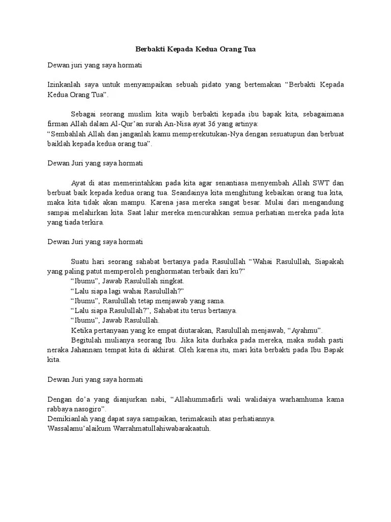 Pidato - Berbakti Kepada Kedua Orang Tua | PDF