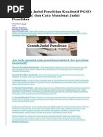 Contoh Judul Skripsi Penelitian Kualitati1 | PDF