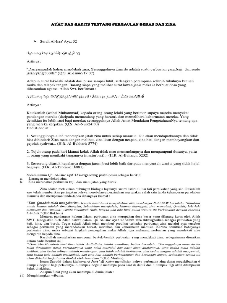 Ayat Dan Hadits Tentang Pergaulan Bebas Dan Zina | PDF