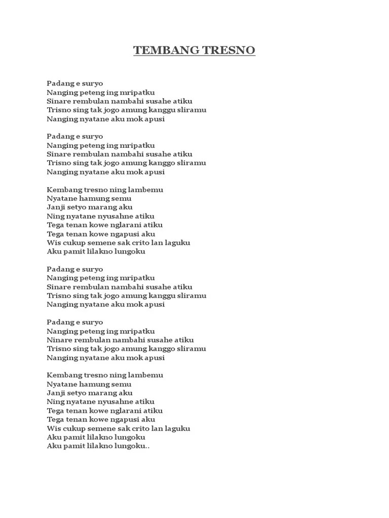 Lirik Lagu Tembang Tresno | PDF