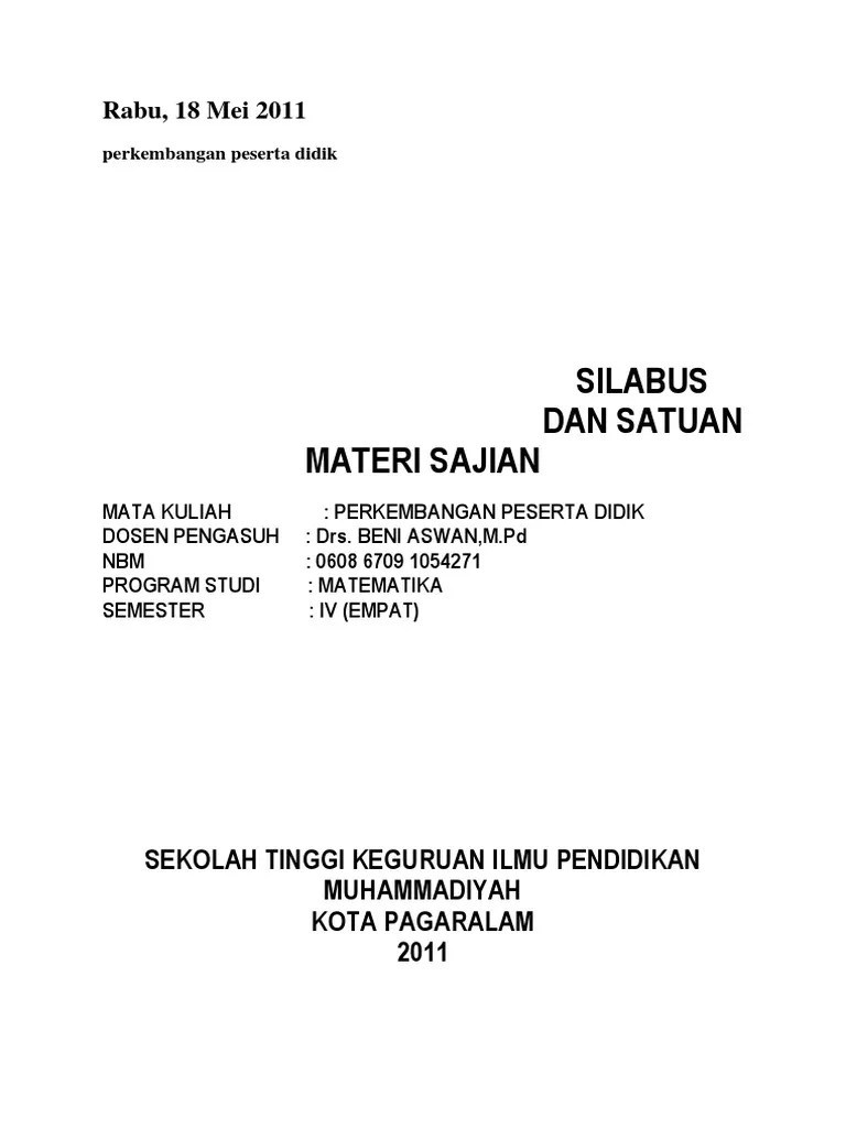 Materi Mata Kuliah Perkembangan Peserta Didik Berbagai Mata