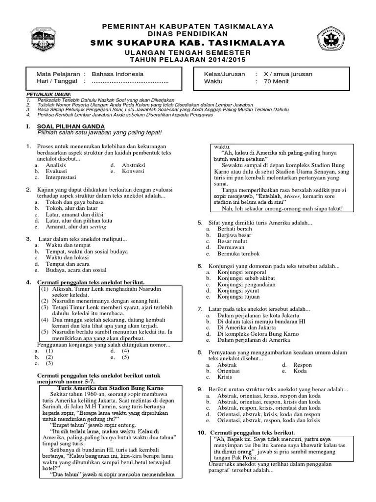 Contoh Soal Teks Cerita Fantasi Dan Jawabannya Contoh
