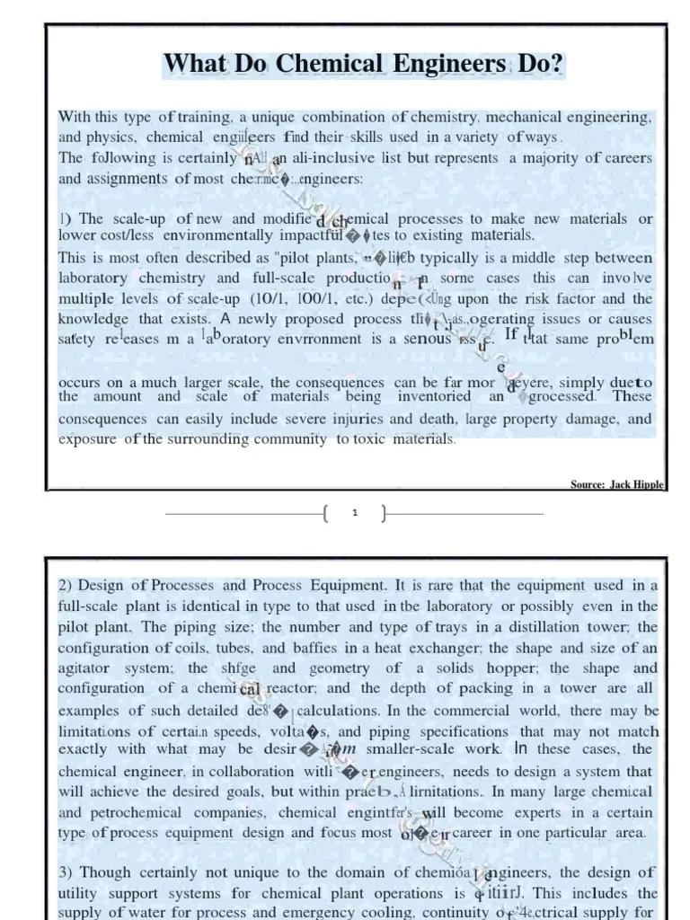 What Do Chemical Engineers Do PDF Water Chemistry