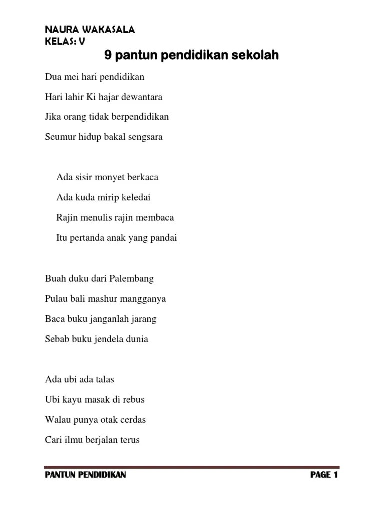 9 Pantun Pendidikan Sekolah | PDF