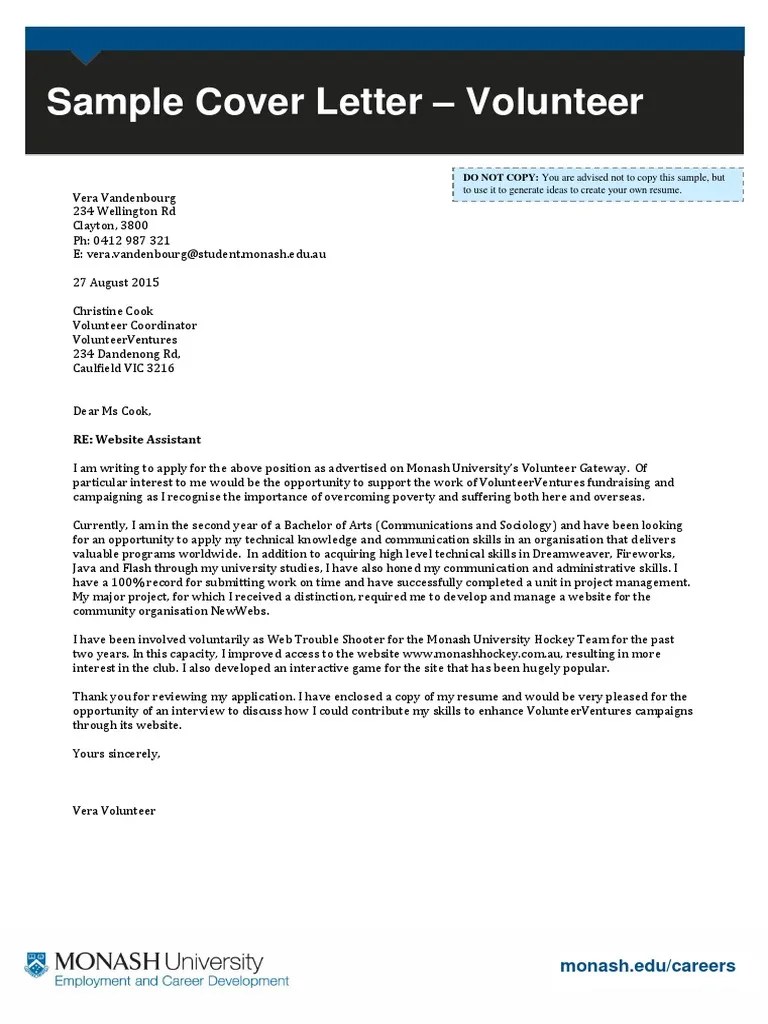 Volunteering Job Advert Cover Letter Human Nature