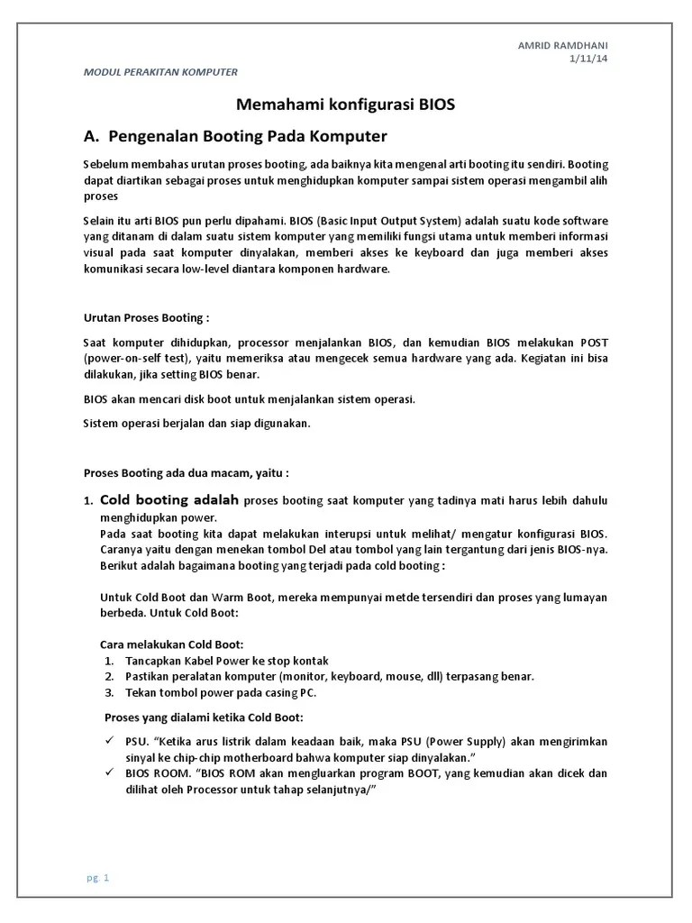 Memahami Konfigurasi BIOS | PDF