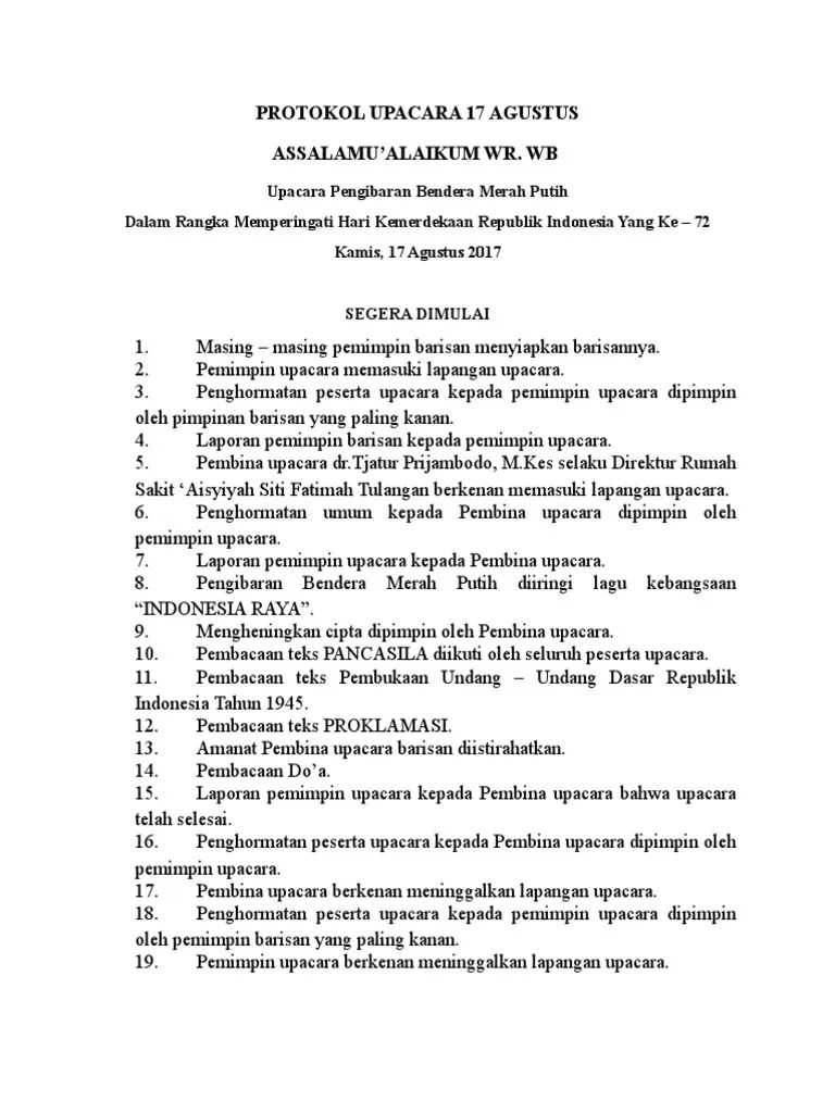 Protokol Upacara 17 Agustus | PDF
