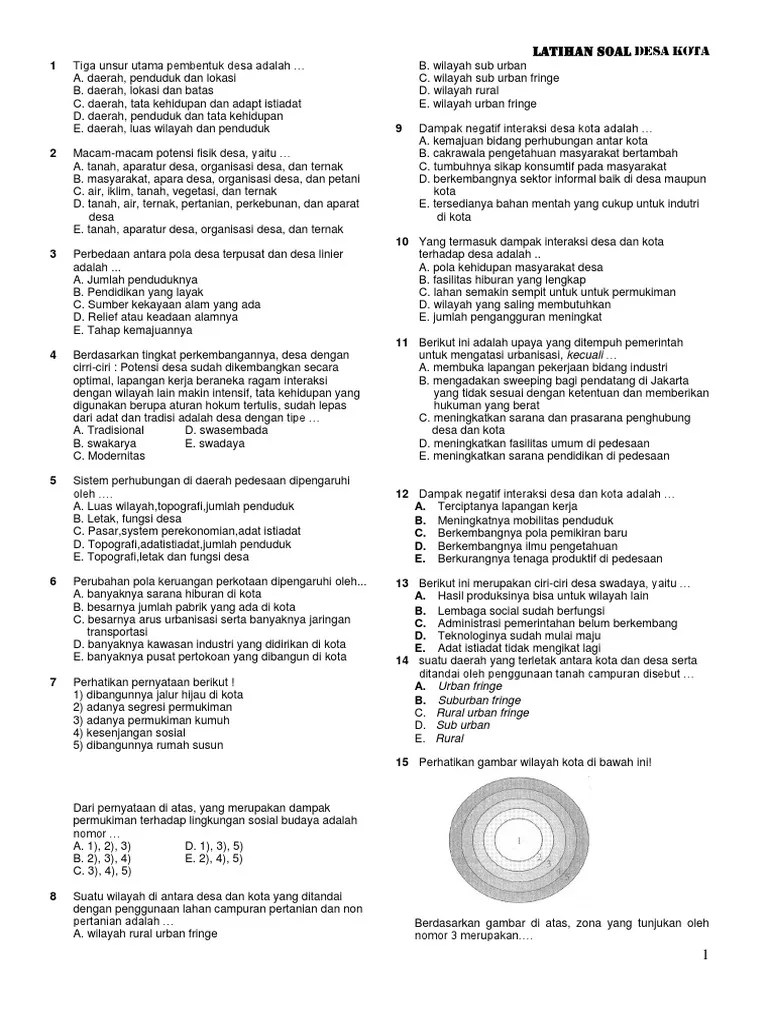 Lat Soal Desa-Kota | PDF