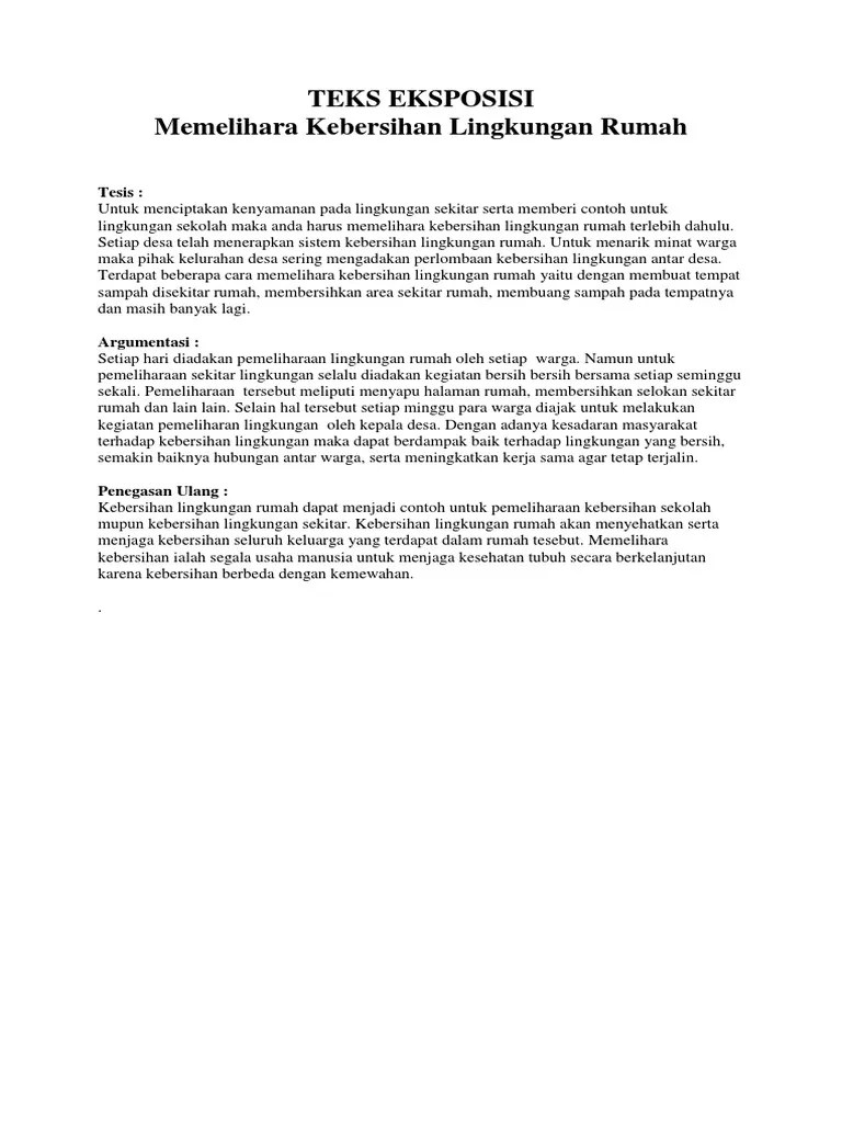 Contoh Teks Eksposisi Tentang Pentingnya Menjaga Kebersihan Lingkungan