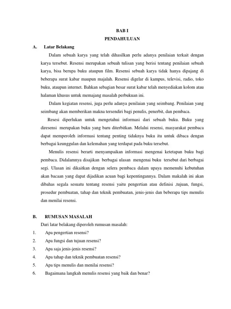 Contoh Latar Belakang Resensi – Lakaran