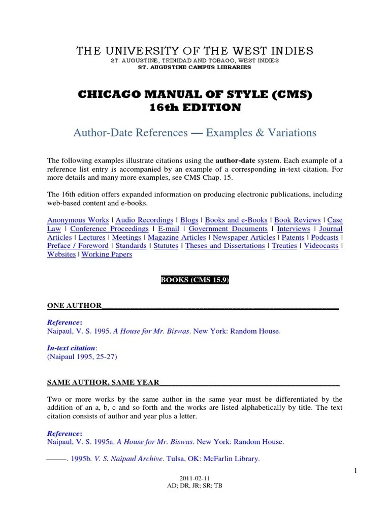 Chicago_Manual of Style 2016 | Thesis | Citation