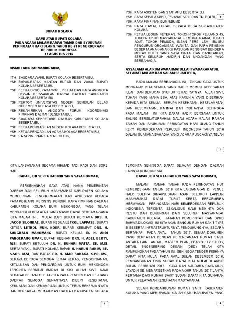 Sambutan Ramah Tamah HUT Ke-71 RI-Final Edit | PDF