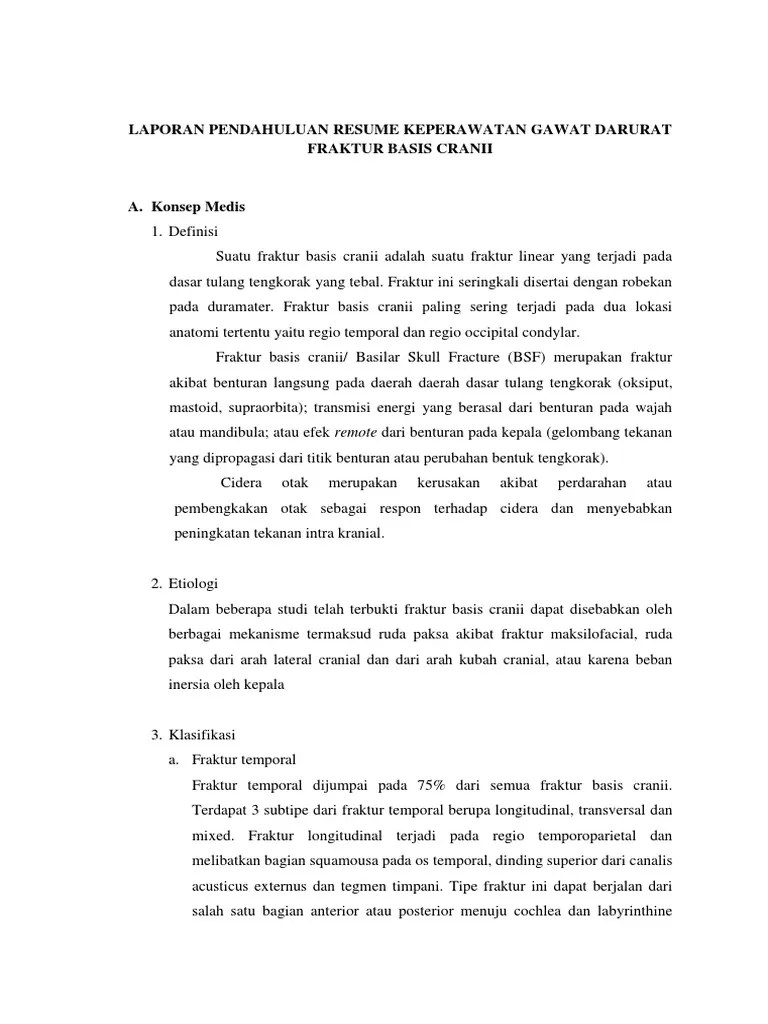 Laporan Pendahuluan Basis Cranii PDF