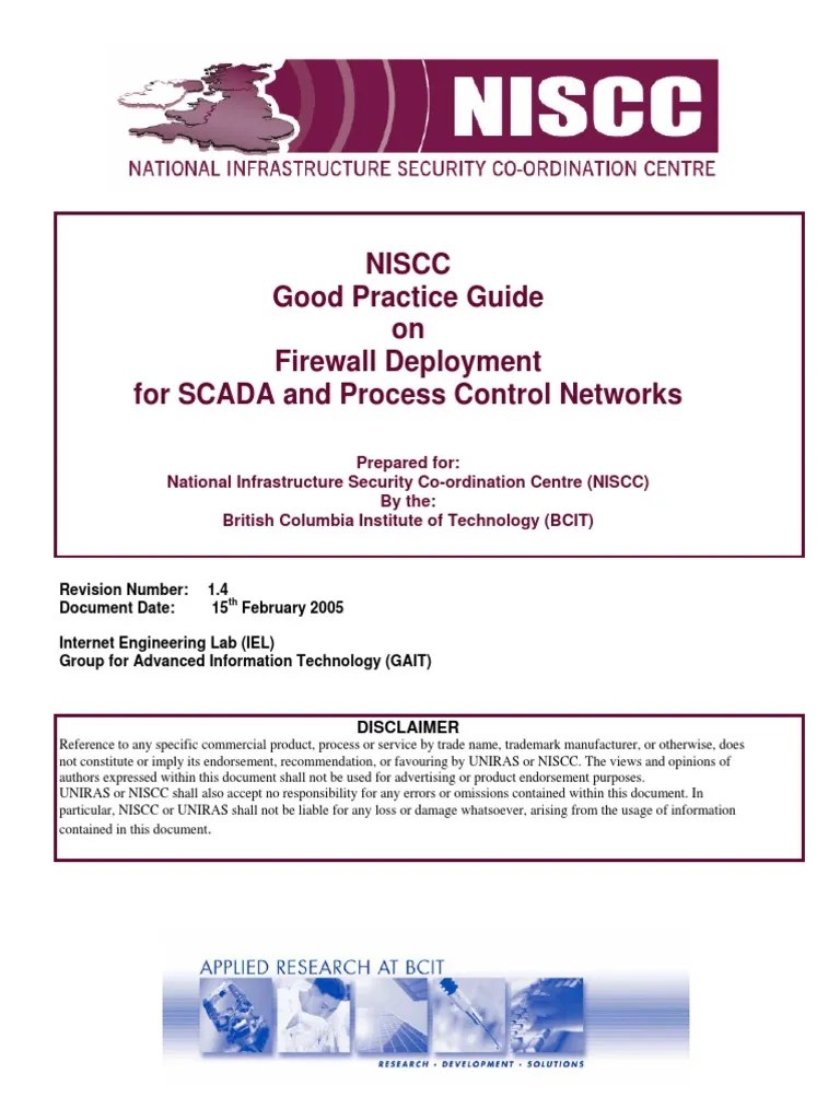 NISCC Firewall Good Practice Guide Firewall Scada
