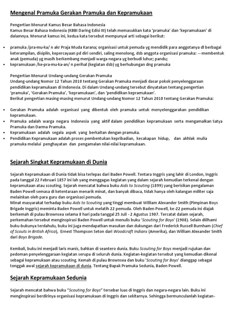 Sejarah Singkat Kepramukaan Indonesia Dan Dunia - Seputar Sejarah