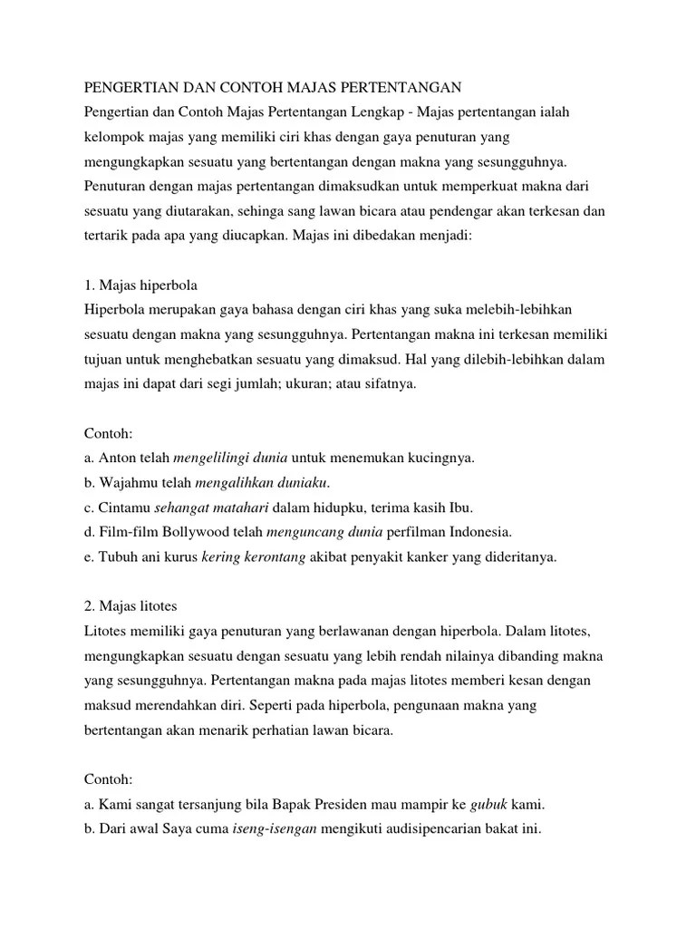 Contoh Majas Paradoks Dan Artinya