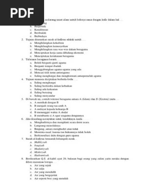 Soal Dan Jawaban Agama Islam Kelas Xii Semester 1 Smk