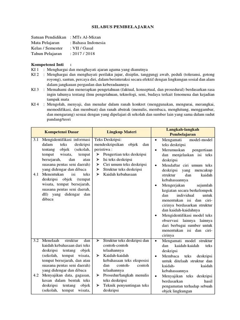 Silabus bahasa indonesia smp kelas 7. Download Silabus Bahasa Indonesia Kelas 7 - Silabus Rpp