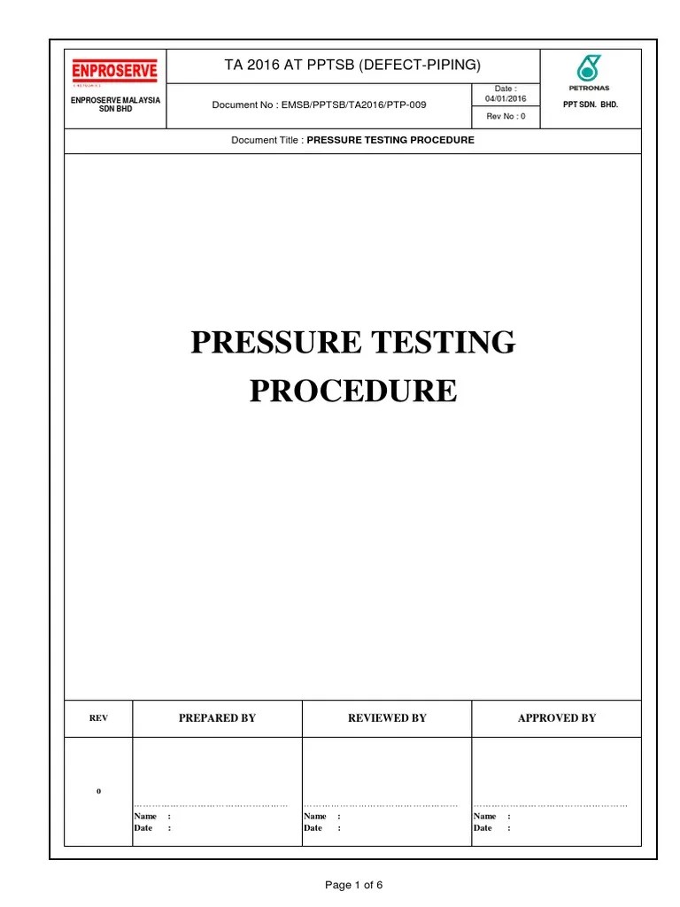 009 Pressure Test Procedure PDF Leak Calibration