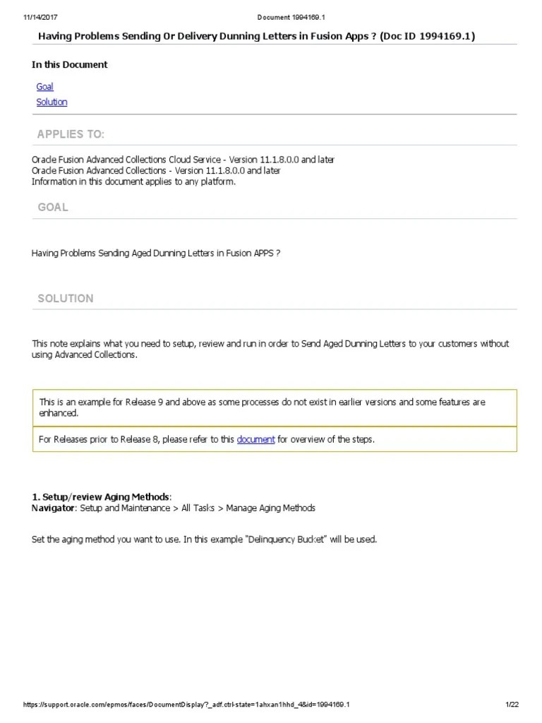 Dunning Letters Information Information Technology Management