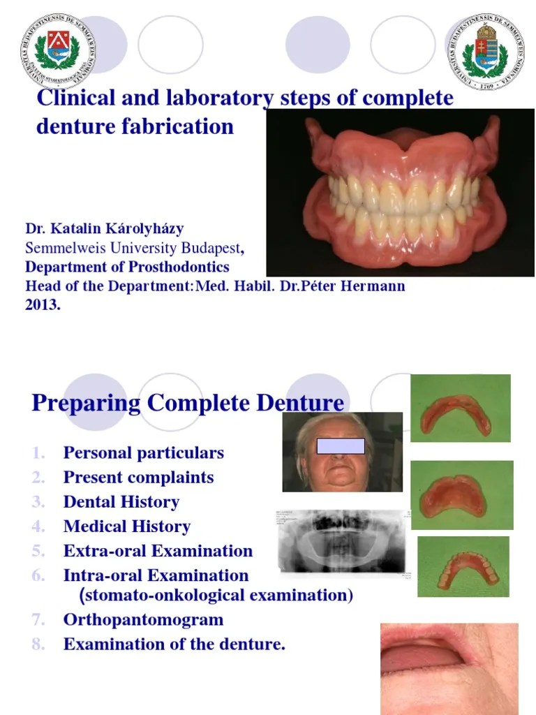 Clinical and Laboratory Steps of Complete Denture Dentures Dentistry