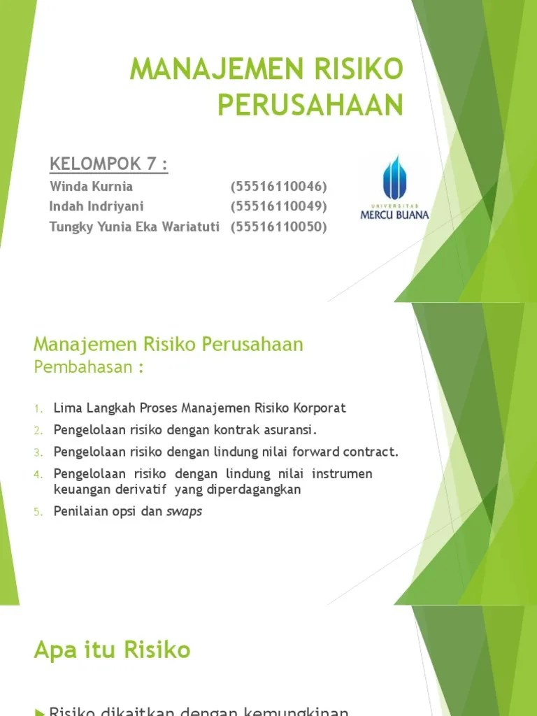 MANAJEMEN RISIKO PERUSAHAAN